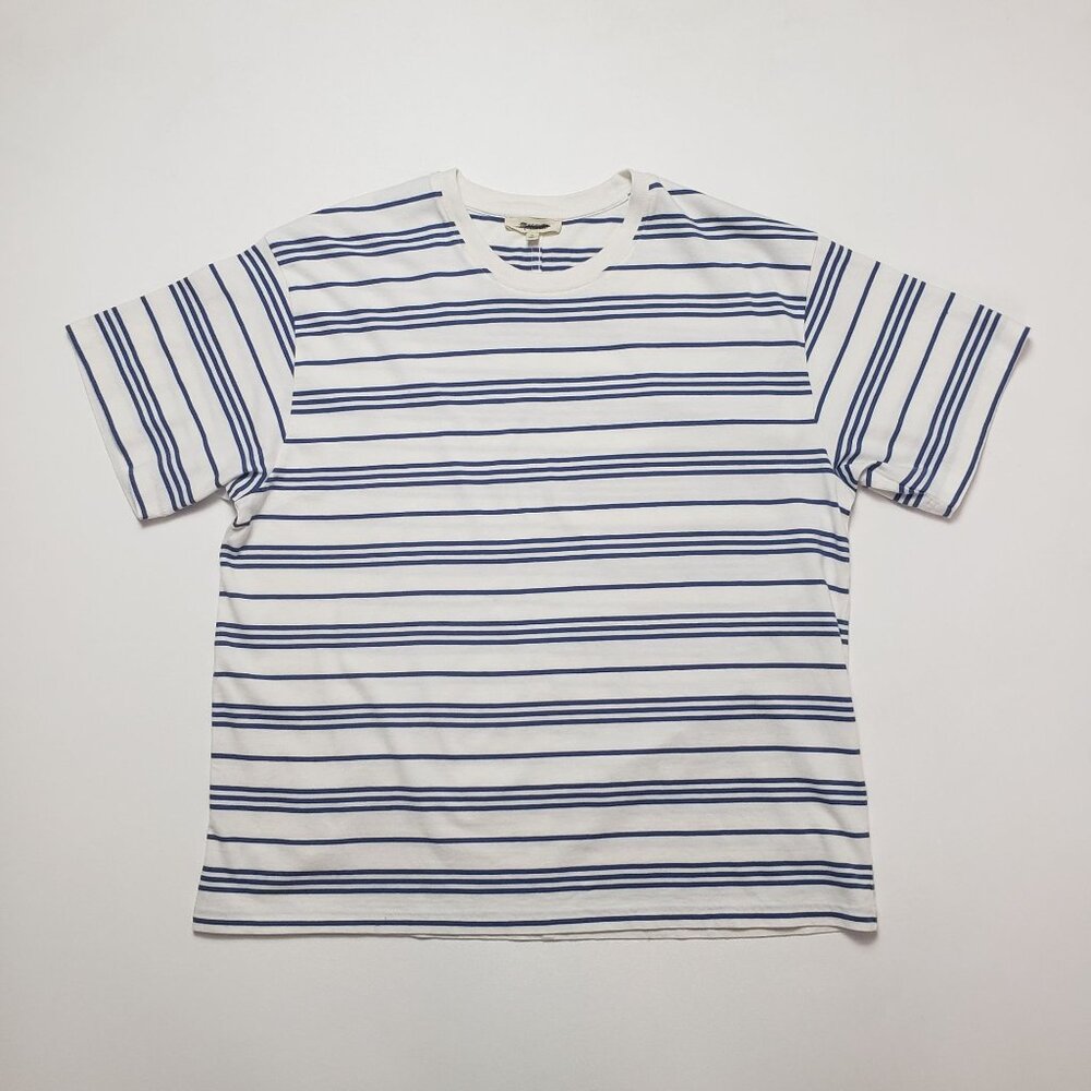 Madewell Cotton Relaxed Oversized Tee Women's Medium Lighthouse & Blue Stripe - Picture 4 of 16